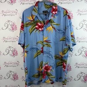 Hawaiian reserve collection T-shirt, button up Tropical Blue Floral Men's Shirt